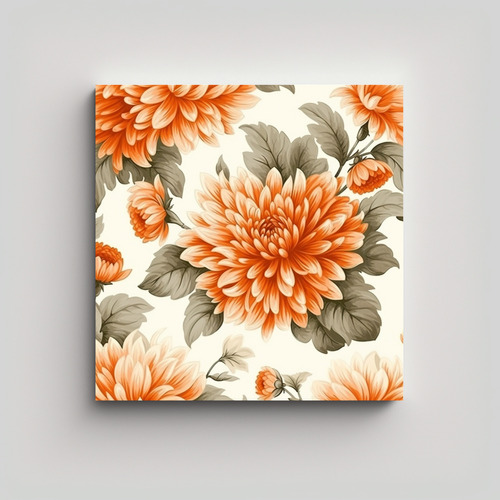 Cuadro Decorativo - Crisantemos Anaranjados 50x50cm Flores