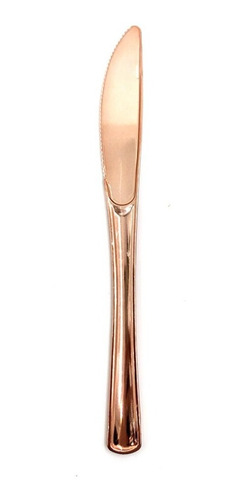 Cuchillo Plástico Rosa Oro 10cm X25 Und Cotillón Cubiertos
