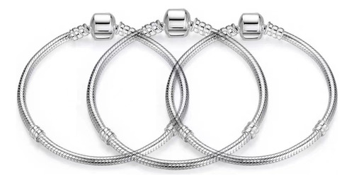 3 Pcs Pulsera Original Plata Incluye Estuche Y Bolsa B