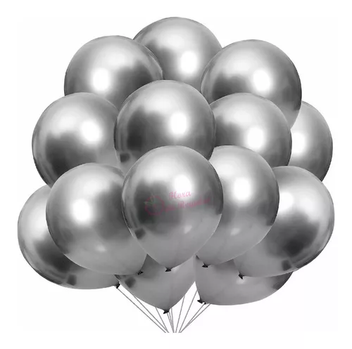 GLOBO LATEX R12 METALIZADO COLOR PLATEADO X 12 UND 