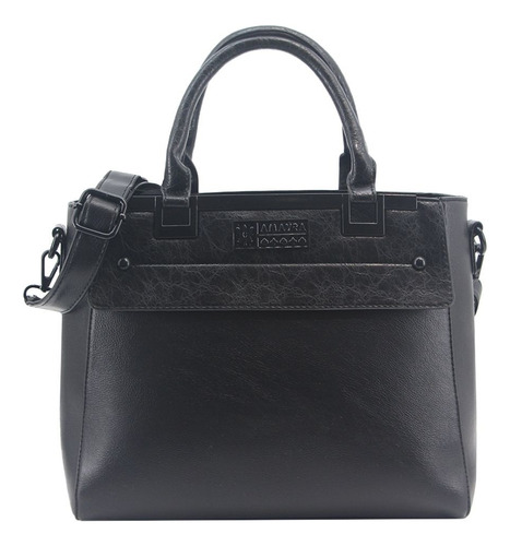 Cartera Amayra Texturada Moda Urbana Negra 67.c2300.1 Acabado De Los Herrajes Níquel Color Negro Correa De Hombro Negro Diseño De La Tela Lisa