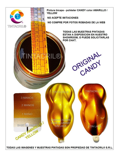 Imagen 2 de 9 de Pintura Candy Bicapa X 1 Lt. Dorado