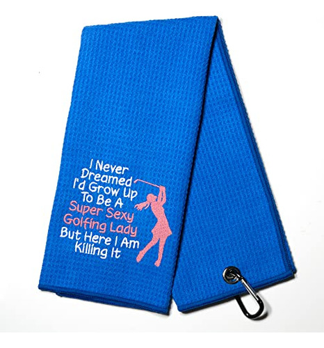 Be Super Golfing Lady Golf Towel With Clip Golf Ball To...