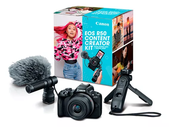Cámara Canon Eos R50 Vlogger Kit Creator Tripode Control Mic