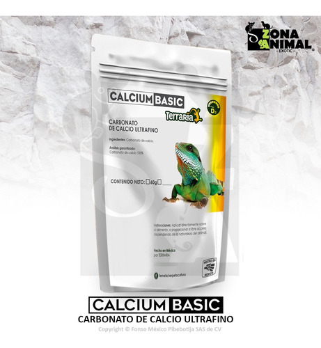 Calcio Ultrafino Terraria Reptiles Sin D3 Calcium Basic 60