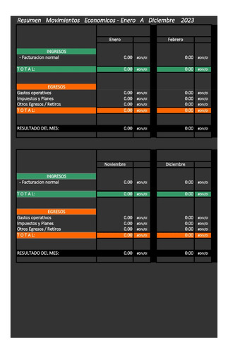 Planilla Emprendedores Pymes Cash Flow Ingresos Egresos