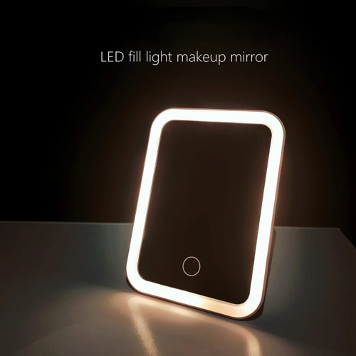 Espejo De Maquillaje Con Pantalla Táctil Led Plegable Ilumin