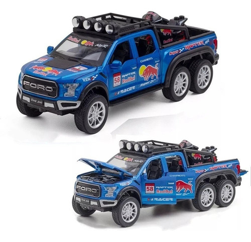 Nuevo Mini Coche De Metal Ford Raptor F150 Luz Y Sonido 1:28