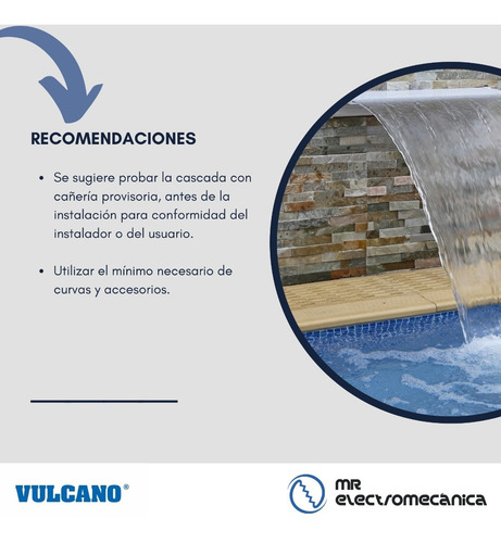 Imagen 5 de 10 de Lamina De Agua / Cascada Plástica 120 Cm. Piletas Vulcano