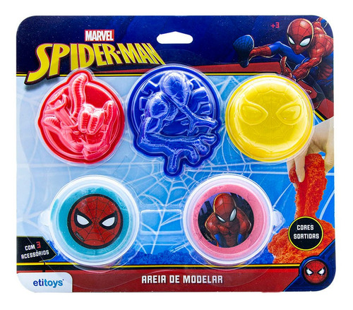 Imagem 1 de 1 de Massinha De Areia Mágica Spider Man Kit C/5 Peças