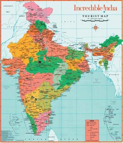 Mapa De India - Poster 100x85 Cm.