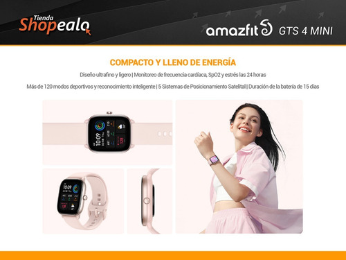 Imagen 3 de 10 de Smartwatch Reloj Inteligente Amazfit Gts 4 Mini Rosa Cuotas