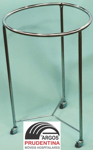 Suporte Hamper Inox P/ Roupa Hospitalar Rodízio Metálico
