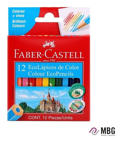 Imagen 1 de 2 de Lapices Eco De Color Faber Castell Cortos Por 12 Unidades