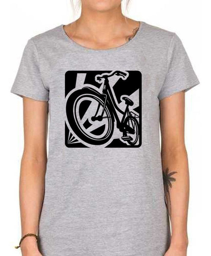 Remera De Mujer Dibujo Bicicleta Ciclisto Aventura M1