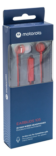 Audífonos Motorola Earbuds 105 Manos Libres Jack 3.5 Rojo