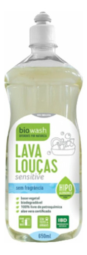 Kit 3x: Detergente Lava Louças Sensitive Biowash 650ml