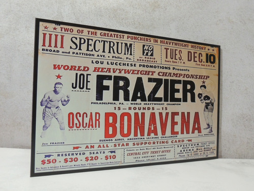 Cuadros Boxeo Vintage 27x42cm Joe Frazier Vs Ringo Bonavena