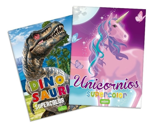 Supercolor Unicornios + Dinosaurios - 2 Libros Para Colorear