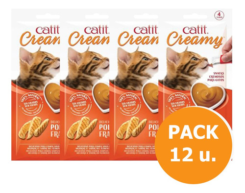 Caja Catit Creamy Golosina Para Gato Sabor Pollo X 12 U