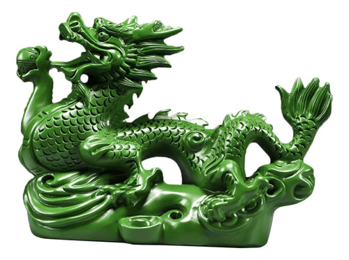 Figurita De Dragón Chino, Adorno Artesanal De Verde