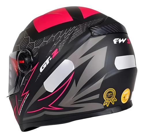 Capacete Fw3 Fechado Gt2 C/ Narigueira Alta + Viseira Fumê