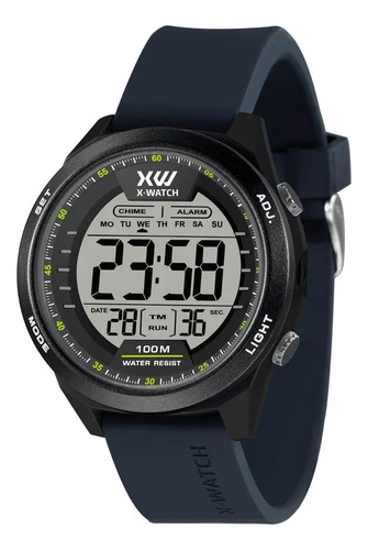 Relógio Masculino Digital Preto Azul X-watch Prova D'água+nf