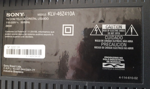 Conectores Das Lâmpadas Tv Sony Klv-46z410a