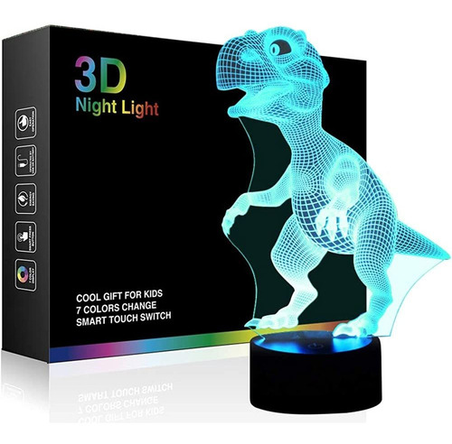 ~? Luces Nocturnas Para Niños Dinosaurio 3d Lámpara De Luz N