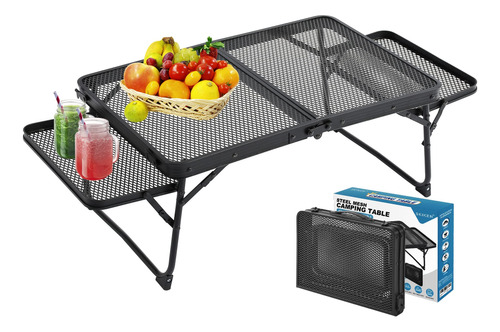 Mesa De Picnic Plegable De Acero Con Malla Y Paneles Lateral