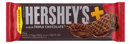 Wafer Recheio e Cobertura Triplo Chocolate Hershey's Mais Pacote 102g