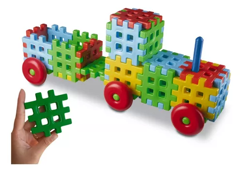 Jogo De Encaixe Brinquedo Bloco De Montar Peças Grandes - R$ 69,9