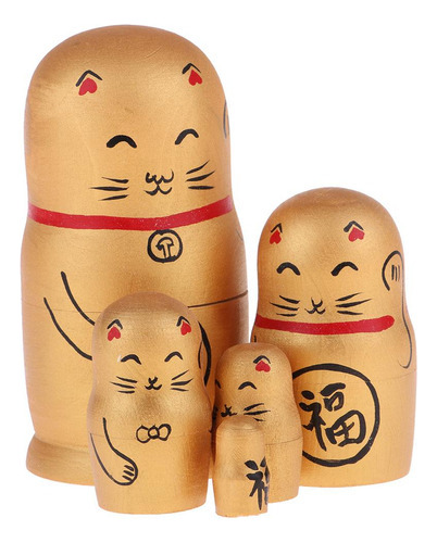 Muñecas Anidadoras De Madera De Color Dorado Matryoshka [u]