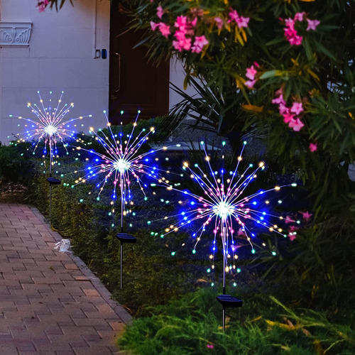 Luces Solares De Jardín Al Aire Libre, 120 Luces Led De Fueg