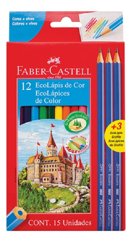 Eco Lapices Faber Castell Colores Clasicos X12 + 3 Grafitos