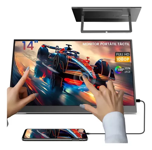 Monitor Portátil Touch 14'' 1080P Para Teléfono, Laptop, Ps