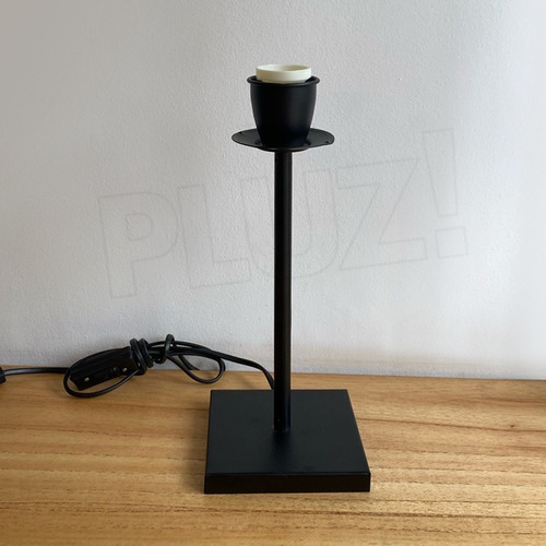 Lámpara Velador Base Cuadrada Sin Pantalla Hierro Chap Negro