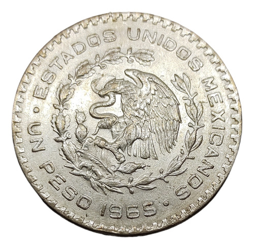 Moneda 1 Peso Morelos Tepalcate Plata 100 Año 1965
