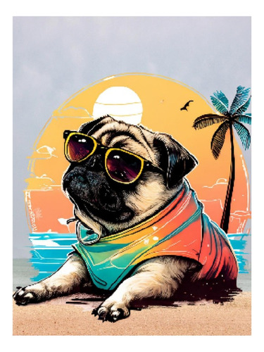 Pintura Con Diamantes Pug 30x40 Con Bastidor