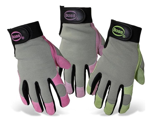 Boss Guantes De Trabajo De Cuero Para Mujer, Colores Surtido