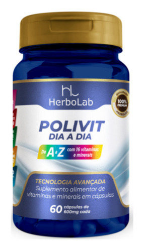 Polivit Dia A Dia De A-z 60 Cápsulas 600mg Herbolab Sabor Sem sabor