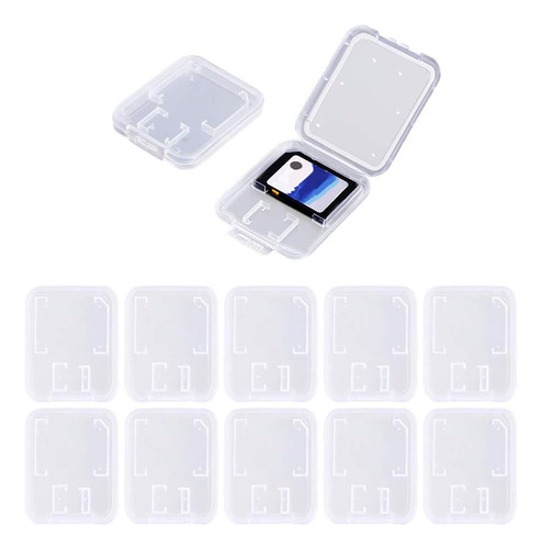 10 Fundas De Plástico Transparente Para Tarjetas De Memoria
