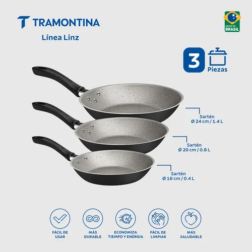 Jogo de Frigideiras Tramontina Antiaderente Starflon Max 3 peças ...