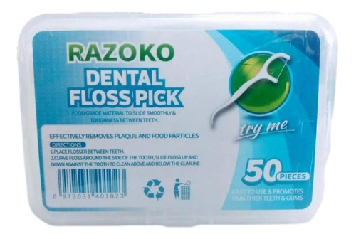 Fio Dental Floss Pick Razoko - 50 Unidades