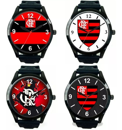 Kit 4 Relógios Pulso Flamengo Esportivo Masculino Promoção