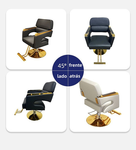Sillón De Barbero Ergonómico Con Altura Ajustable Color Nego