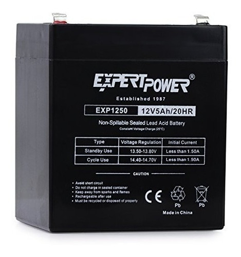 Exp1250 12v 5ah Home Alarm Battery With F1