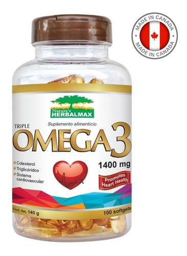 Omega 3 Fish Oil 1400 Mg 100 Softgels Capsulas