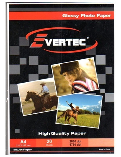 Evertec Papel Fotografico Glossy 230g 100 Hojas Color Blanco