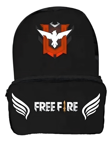 Mochila Bolsa Escolar Jogo Free Fire Mestre Top Cor Preto Desenho Do Tecido Liso